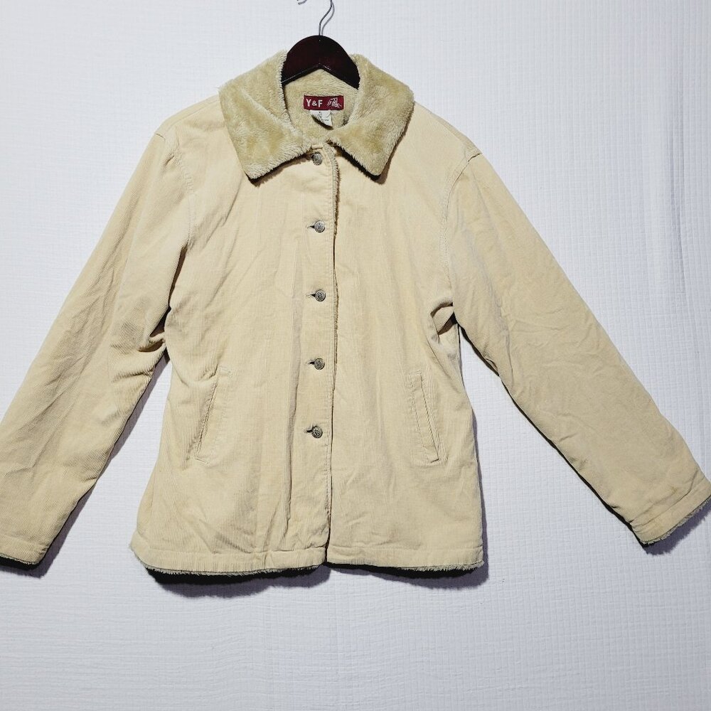 Girls Young and Free XL fuzzy fur coat Tan Minor defect